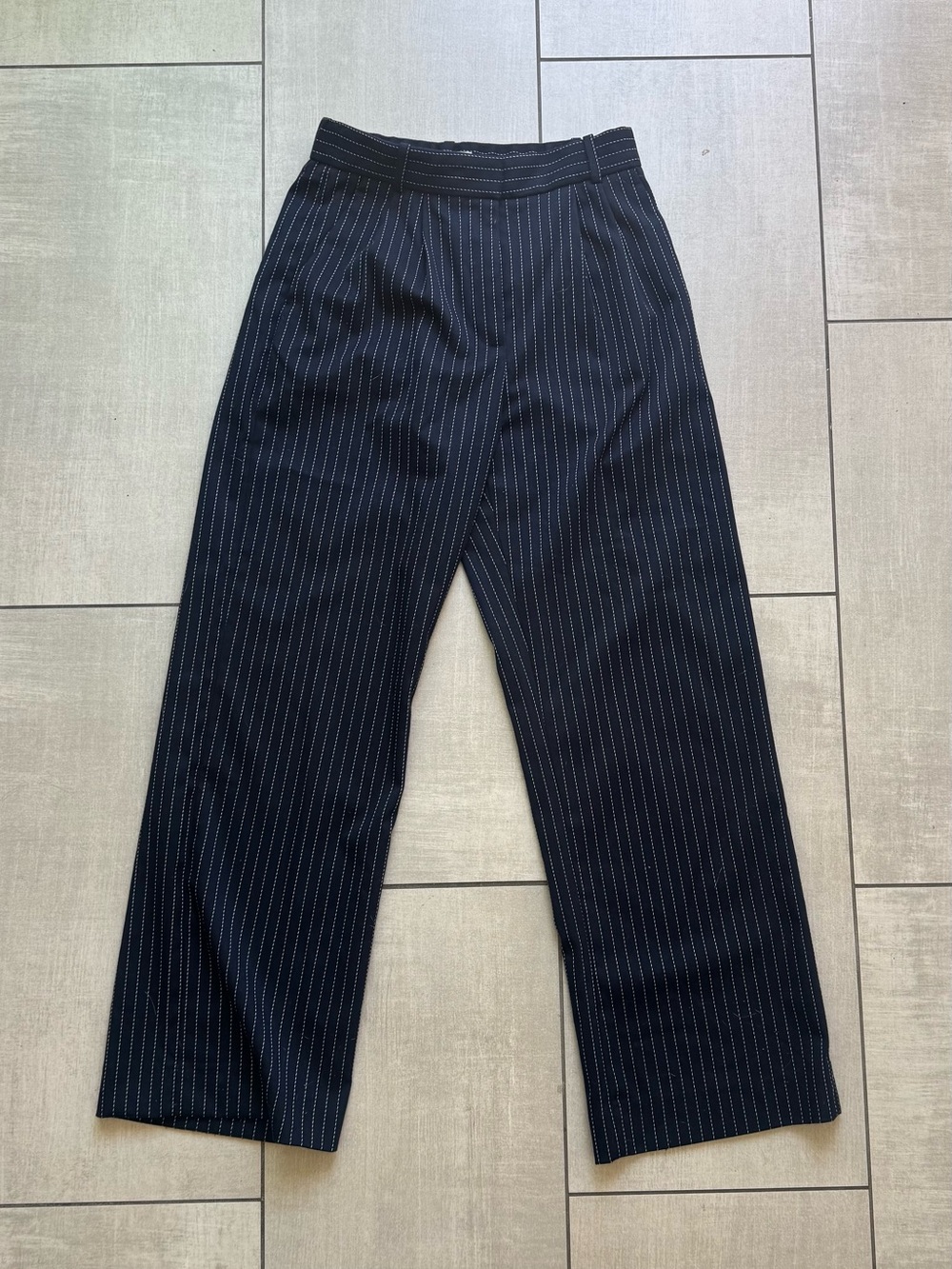 Abercrombie & Fitch Navy Blue Sloan Tailored Wide Leg Trousers